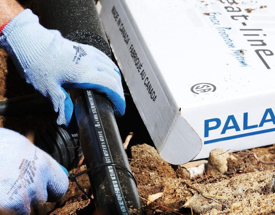 Self-Regulating Heating Cable On Dry Pipe In Trench